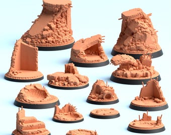 Bases de ciudad destruida STL x 15, terreno de guerra urbana, bases de ciudad en ruinas, conjunto de bases para juegos de guerra, 32 mm, escenografía para juegos de rol de mesa