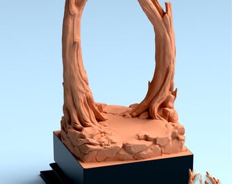 Base STL de 32 mm – Base de exhibición para juegos de guerra de fantasía "Escape de los Druidas" – Base imprimible para miniaturas de héroes – Descarga digital de terreno de fantasía