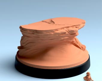 Base STL de 32 mm – Base de exhibición para juegos de guerra de fantasía "Mirador del desierto" – Base imprimible para miniaturas de héroes – Descarga digital de terreno de fantasía