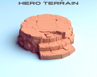Base STL de 32 mm – Base de exhibición de Fantasy Wargaming "Escaleras Rocosas" – Base de héroe en miniatura imprimible – Descarga digital de terreno fantástico