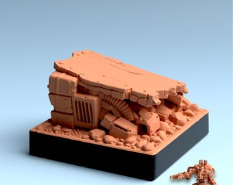 Base STL de 32 mm – Base de exhibición para juegos de guerra de fantasía "Ciudad de Chatarra" – Base imprimible para miniaturas de héroes – Descarga digital de terreno de fantasía