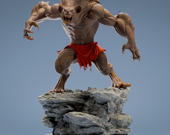 Miniatura de hombre lobo STL – Modelo de monstruo de fantasía – Impresión en resina a escala de 40 mm – Archivos STL con soportes – Criatura de terror – Miniatura para juegos de rol de mesa – DnD