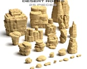 25 Desert Rocks STL Bundle - Wargaming Terrain - Tabletop Scenery - 32mm Scale - Rock Formations - Miniature Base Terrain - 3D Print Files