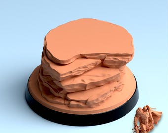 Base STL de 32 mm – Base de exhibición para juegos de guerra de fantasía "Escalones en el desierto" – Base imprimible para miniaturas de héroes – Descarga digital de terreno de fantasía