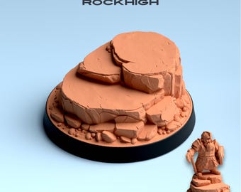 Base STL de 32 mm – Base de exhibición de Fantasy Wargaming "Rock High" – Base de héroe en miniatura imprimible – Descarga digital de terreno de fantasía