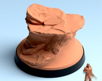 Base STL de 32 mm – Base de exhibición para juegos de guerra de fantasía "Fin del desierto" – Base imprimible para miniaturas de héroes – Descarga digital de terreno de fantasía