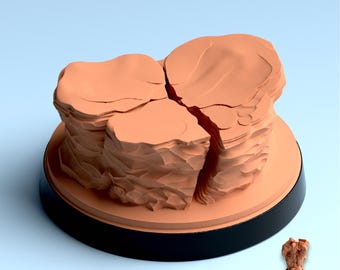 Base STL de 32 mm – Base de exhibición para juegos de guerra de fantasía "Momento final" – Base imprimible para miniaturas de héroes – Descarga digital de terreno de fantasía