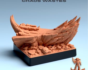 Base STL de 32 mm – Base de exhibición de Fantasy Wargaming "Desiertos del Caos" – Base de héroe imprimible en miniatura – Terreno de fantasía - Descarga digital