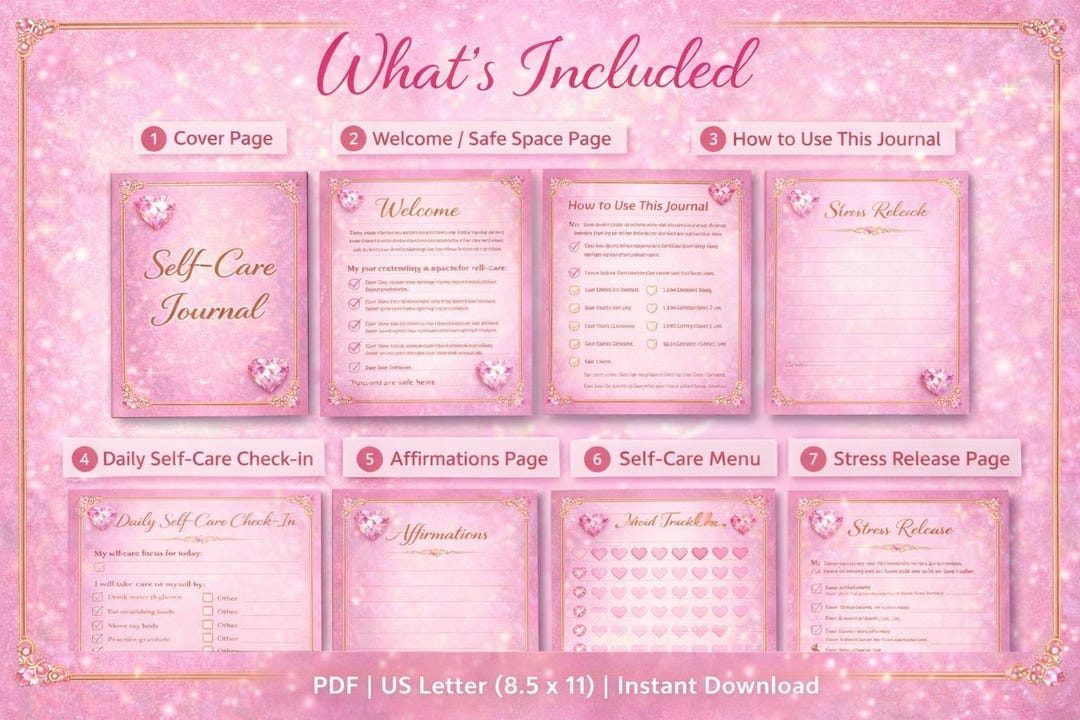 Pink Self Care Journal Printable | Daily Workbook (digital Download) - Etsy
