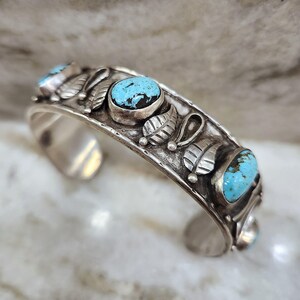 Rare, Vintage Navajo Turquoise Sterling Silver .925 Cuff Bracelet Hallmarked
