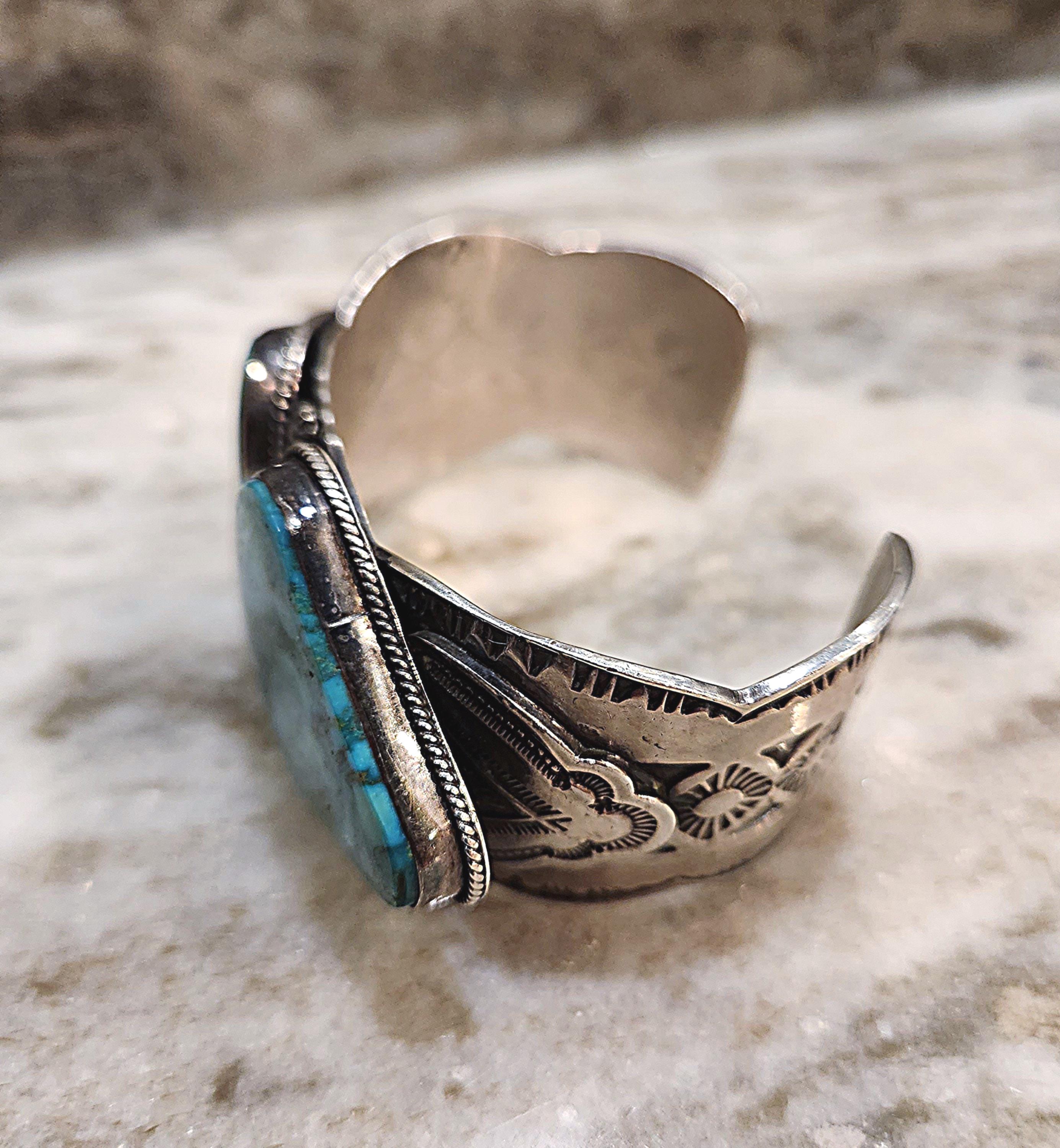 Rare Vintage Navajo Natural Turquoise Cuff Bracelet by G. Reeves
