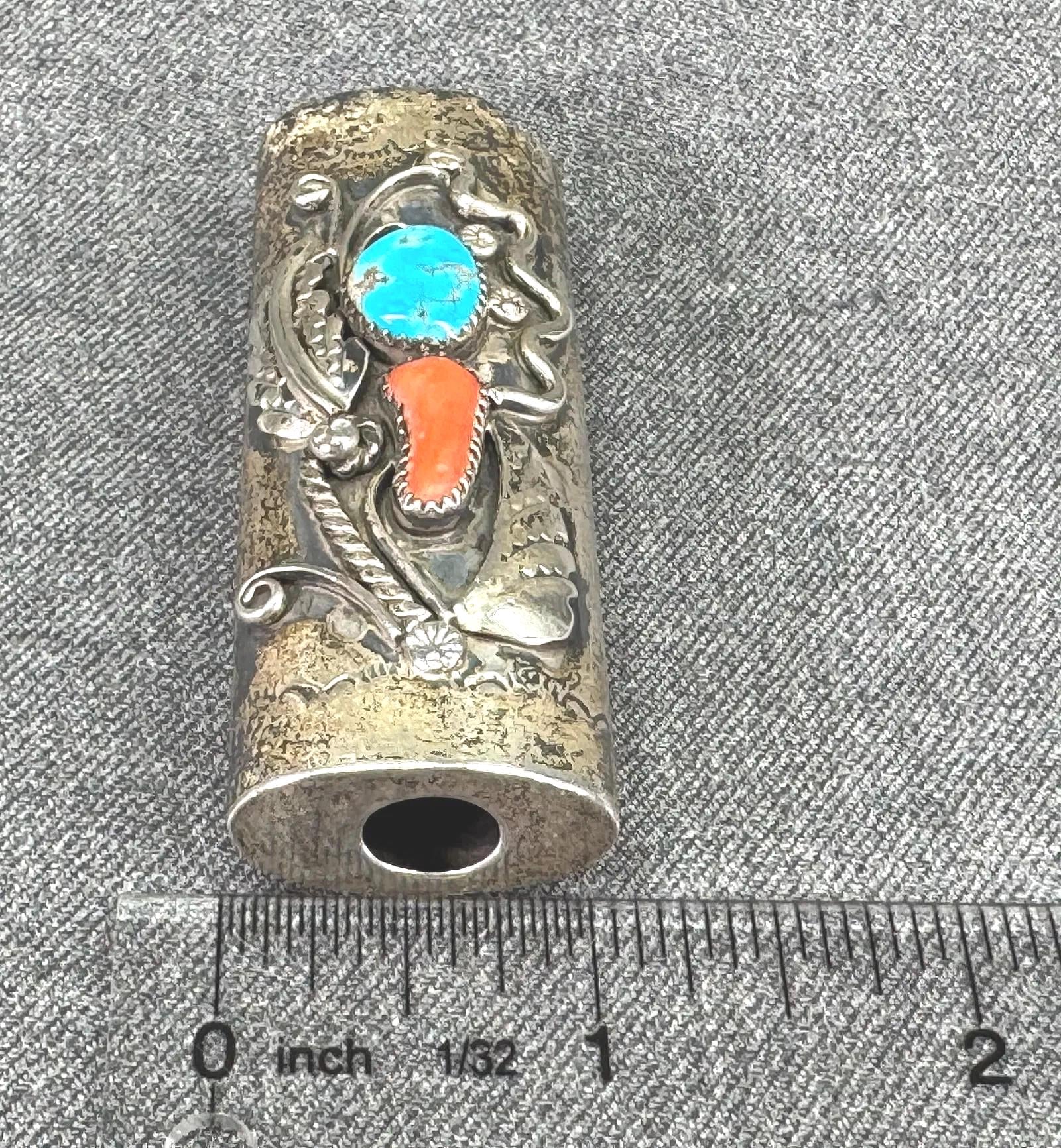 ビンテージ　ナバホ　Navajo ライターケース　ターコイズ　コーラル Vintage, Navajo Native American Sterling Silver Turquoise Coral