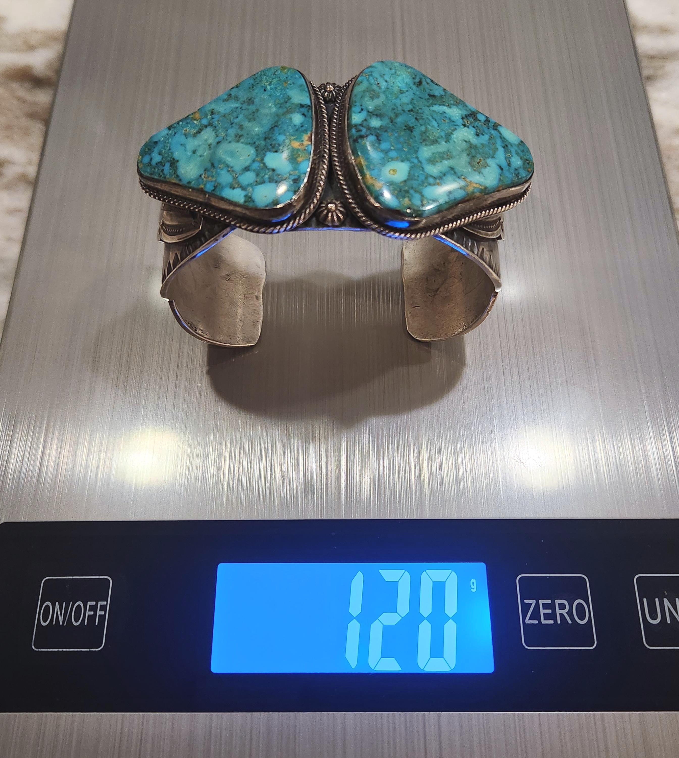 Rare Vintage Navajo Natural Turquoise Cuff Bracelet by G. Reeves