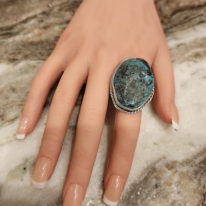 Huge Vintage, Rare Turquoise Chunky Navajo Statement Ring .925