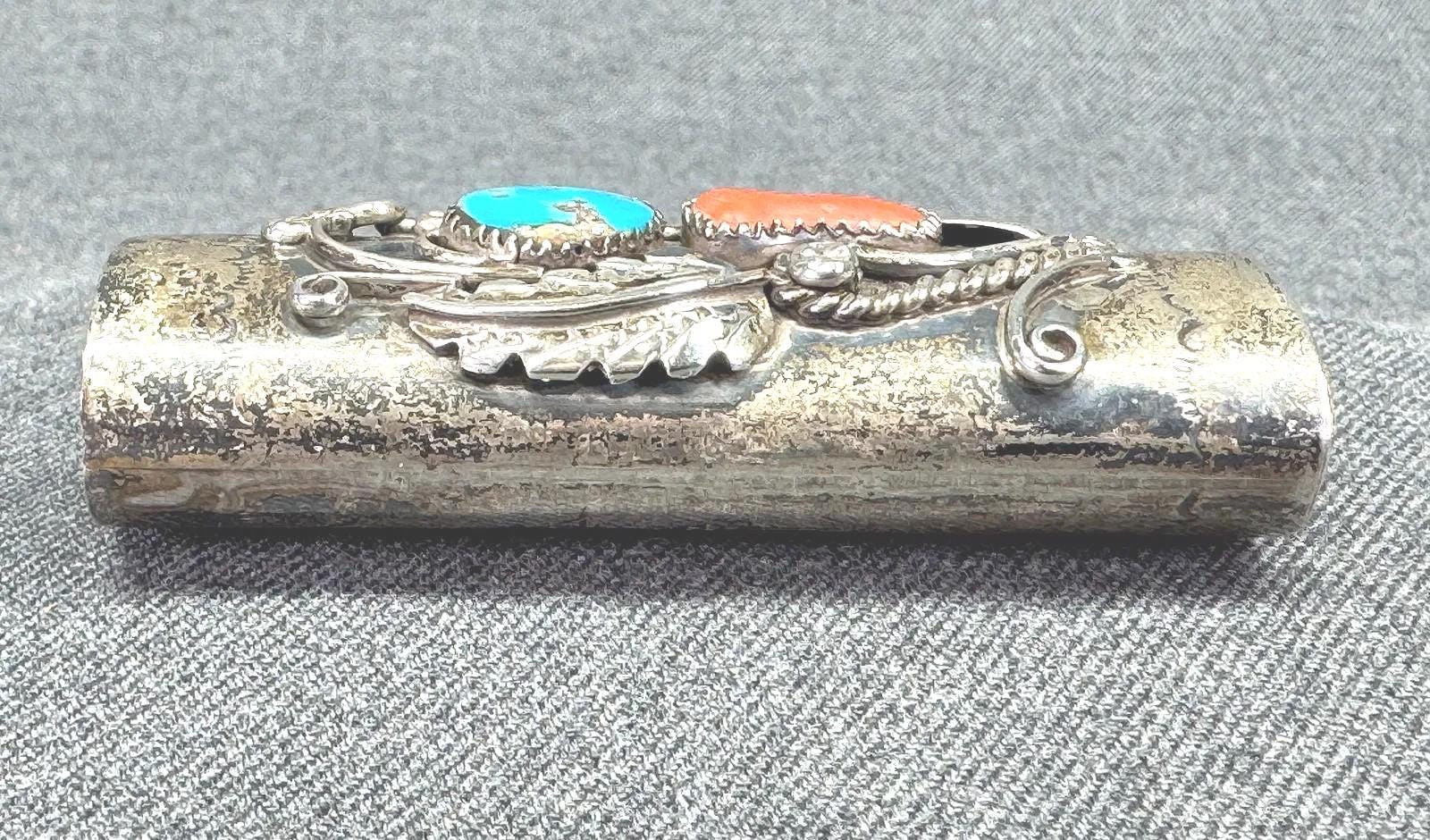 Vintage, Navajo Native American Sterling Silver Turquoise Coral