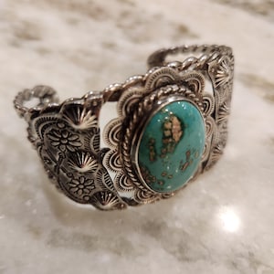Vintage, Navajo Sterling 925 and Royston Turquoise Cuff Bracelet