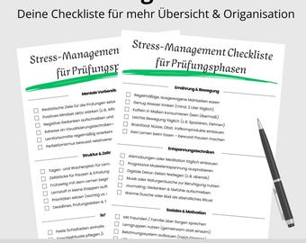 Stress management checklist for exam periods | PDF template for printing | Relaxed and focused through every study phase