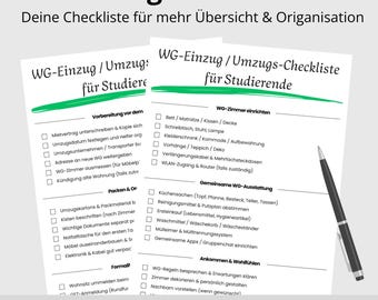 Shared Apartment Move-In & Moving Checklist | 2-page PDF template for printing | Practical overview for stress-free moving