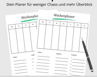 Weekly planner to print | 1-page PDF template for tasks, priorities & notes | Simple weekly overview for studies, everyday life, job