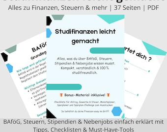 Student Finances Made Easy, 37-page financial guide for students | BAföG Guide | Savings plan | Checklists | Budget planner PDF for printing