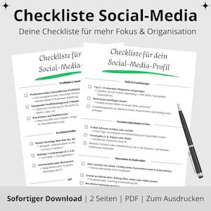 Social Media Profile Checklist to Print | 2-page PDF Template for LinkedIn & Co. | Optimize your profile, present yourself professionally