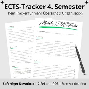 Study Planner Module & ECTS Tracker | 4-Semester | PDF for printing | Study overview for students | Grade calculator and semester planning