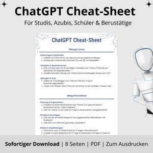 ChatGPT Cheat Sheet | 8-seitige PDF-Zusammenfassung zum Ausdrucken | Kompakter KI-Leitfaden für Einsteiger & Fortgeschrittene