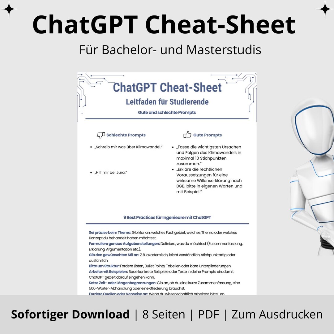 Chatgpt Cheat Sheet for Students | 8-page Printable PDF | Compact AI ...