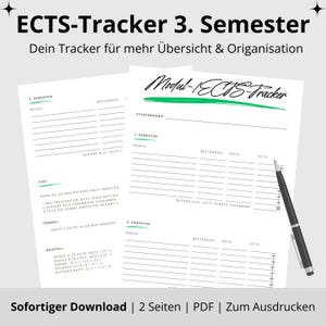Study Planner Module & ECTS Tracker | 3-Semester | PDF for printing | Study overview for students | Grade calculator and semester planning