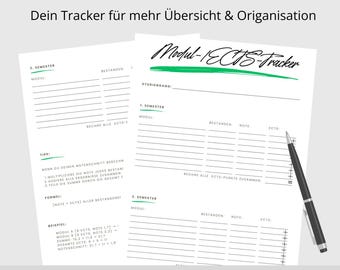 Study Planner Module & ECTS Tracker | 3-Semester | PDF for printing | Study overview for students | Grade calculator and semester planning