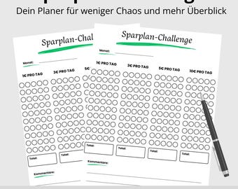Savings Plan Challenge | 1-page PDF template for printing | 50 checkboxes for your daily savings goal