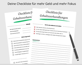 Salary Negotiation Checklist | 2-page PDF template for printing | Arguments, questions, dos & don'ts at a glance