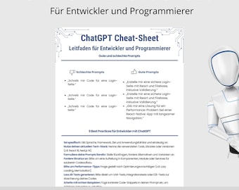 ChatGPT Cheat Sheet for Programmers | 7-page printable PDF | Compact AI guide for efficient programming with ChatGPT