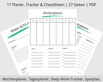 Premium Planner & Tracker Bundle | 27-page printable PDF template | Everything for studying, organization, finances, and focus in one package