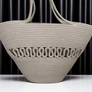 Handmade Boho Cotton Rope Tote Bag – Summer Beach Shoulder Bag, Large Eco-Friendly Market Bag, Minimalist Woven Everyday Purse For Her