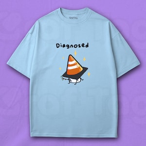 Diagnóstico humorístico, camiseta de humor de artista unissex, camiseta com desenho animado, roupa de meme, camiseta com desenho engraçado