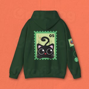 Cute Cat-Themed Unisex Hoodie, Cozy Sweatshirt for Cat Lovers, Gifts for Pet Owners, Fun Cat Postage Hoodie, Perfect for All Occasions