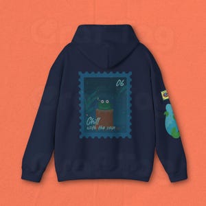 Chill With The Rain, Frog Unisex Hoodie - Cozy Amphibian Art, Casual Animal lover Wear, Relaxation Apparel, Unique Frog Design