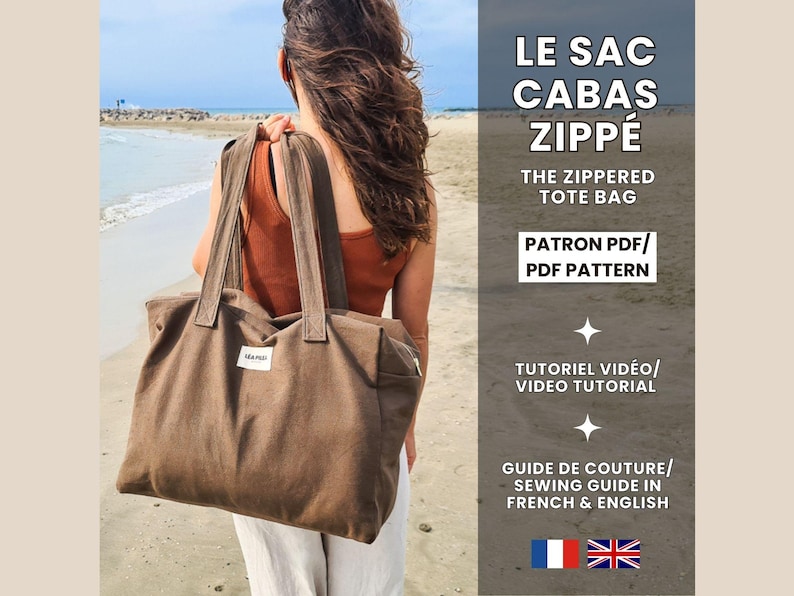 Zippered Tote Bag | With Zipper | Spacious and Versatile | PDF Pattern | Video Tutorial image 1