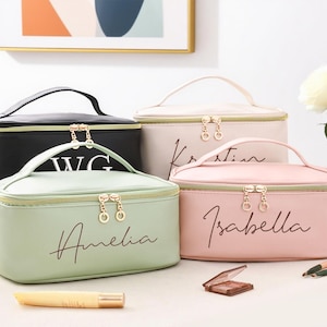 Monogrammed Toiletry Bag, Personalized bridesmaid gifts, Embroidered Makeup Bag, Large Capacity Cosmetic Bag, Bridesmaid Proposal,Makeup bag
