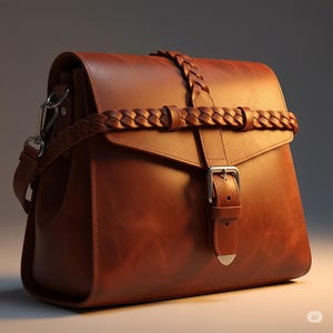 Handmade Genuine Leather Satchel Bag – Braided Strap, Buckle Closure, Vintage Brown Crossbody Purse for Women
