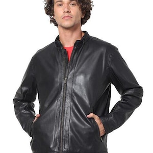 Handmade Leather Jacket for Men, Genuine Lambskin Leather Jacket for Men, motorcycle Jacket for Men, Gift, Leather Coat for Men