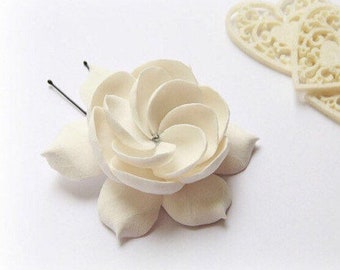 Bridal Fascinator, Bridal Flower Hair Pin, Wedding Hair Piece, Wedding Flower Hair Pin, Bridal Hair Accessory, Gardenia Hair Clip, Hairpin