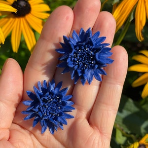 Cornflower Earrings, Flower Earrings, Blue Floral Earrings, Floral Jewelry, Bridesmaids Gifts, Miniature Flower Earrings, Small Flower image 2