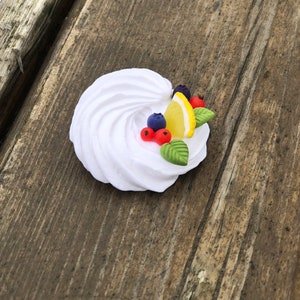 Meringue Brooch, Sweet Pin, Cute Pin, Red Currant Blackbery Lemon Pin, Berry Pin, Fashion Pin, Summer Brooch, Marshmallow Pin, Gift For Her image 2