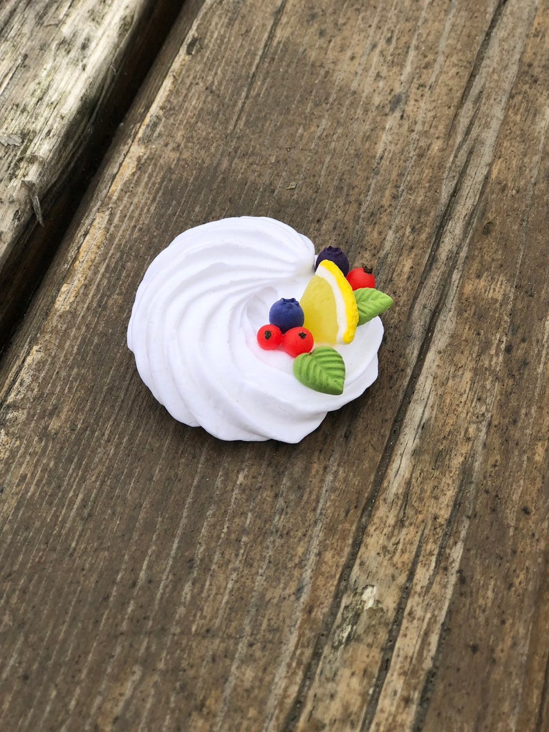 Meringue Brooch, Sweet Pin, Cute Pin, Red Currant Blackbery Lemon Pin, Berry Pin, Fashion Pin, Summer Brooch, Marshmallow Pin, Gift For Her image 2