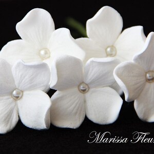 Wedding Hair Pins - 8 Hydrangea Hair Flowers With Pearls, Bridal Hair Accessories, Wedding Hair Accessories