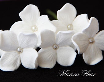 Sposa capelli Pins - 8 fiori di Ortensia capelli con perle, accessori per capelli da sposa, accessori per capelli da sposa
