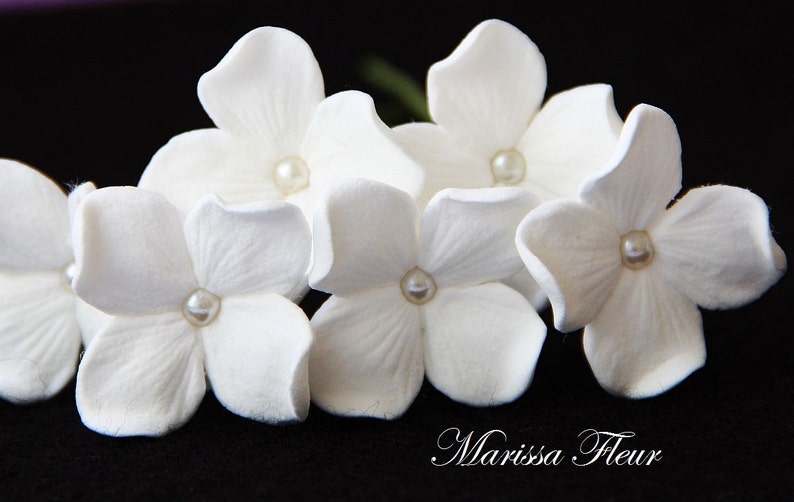 Wedding Hair Pins 8 Hydrangea Hair Flowers With Pearls, Bridal Hair