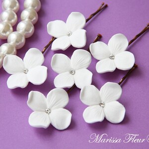 Floral Hair Pins Bridal, Set Of 6 Wedding Hairpins, Bridal Hair Pieces, Swarovski Crystal Hair Pins With Hydrangea Flower Hair Accessories
